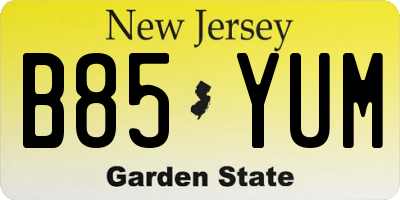 NJ license plate B85YUM