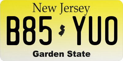 NJ license plate B85YUO