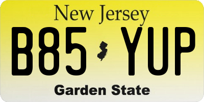NJ license plate B85YUP