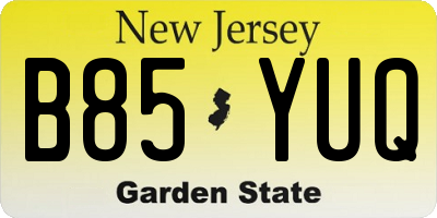 NJ license plate B85YUQ