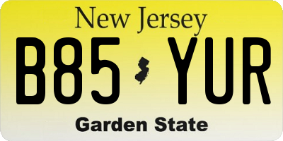 NJ license plate B85YUR
