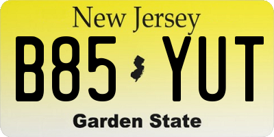 NJ license plate B85YUT