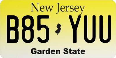 NJ license plate B85YUU