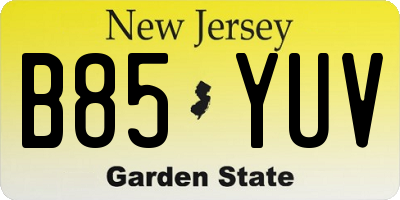 NJ license plate B85YUV