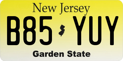 NJ license plate B85YUY