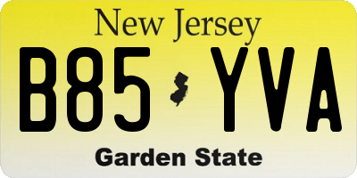 NJ license plate B85YVA