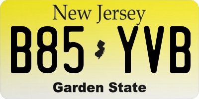 NJ license plate B85YVB