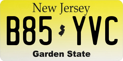 NJ license plate B85YVC