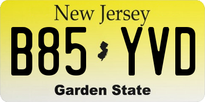 NJ license plate B85YVD