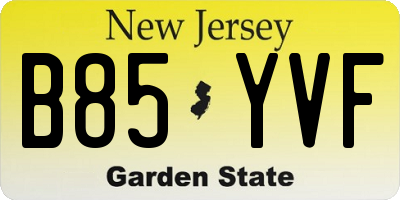NJ license plate B85YVF