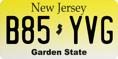 NJ license plate B85YVG