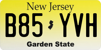 NJ license plate B85YVH