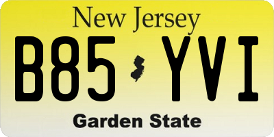 NJ license plate B85YVI