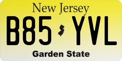 NJ license plate B85YVL