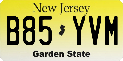 NJ license plate B85YVM