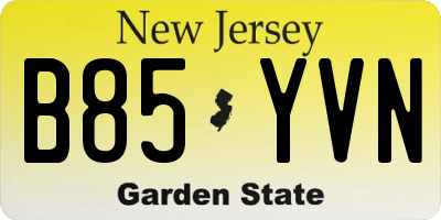 NJ license plate B85YVN