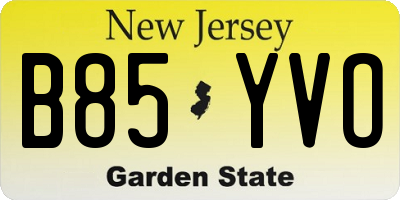 NJ license plate B85YVO