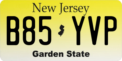 NJ license plate B85YVP