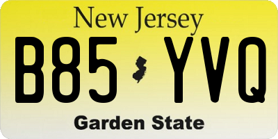 NJ license plate B85YVQ