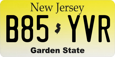 NJ license plate B85YVR