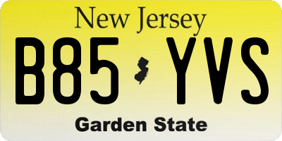 NJ license plate B85YVS