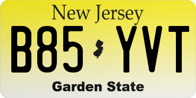 NJ license plate B85YVT