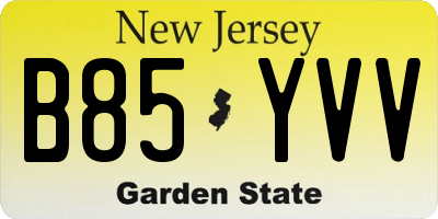 NJ license plate B85YVV