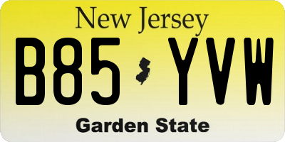 NJ license plate B85YVW