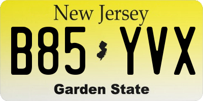 NJ license plate B85YVX