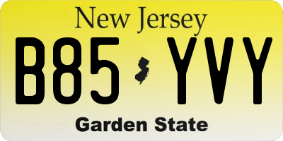 NJ license plate B85YVY