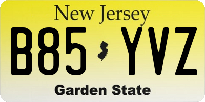 NJ license plate B85YVZ