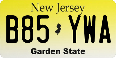 NJ license plate B85YWA