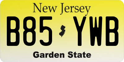 NJ license plate B85YWB