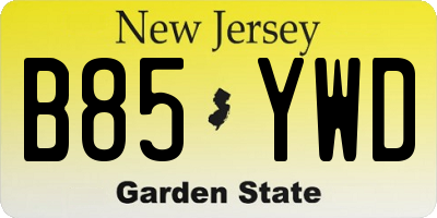 NJ license plate B85YWD