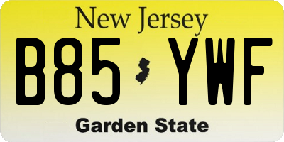 NJ license plate B85YWF