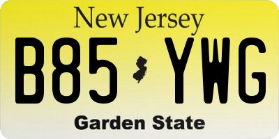 NJ license plate B85YWG