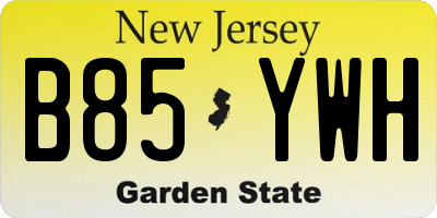 NJ license plate B85YWH