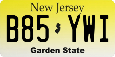 NJ license plate B85YWI