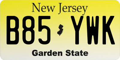 NJ license plate B85YWK