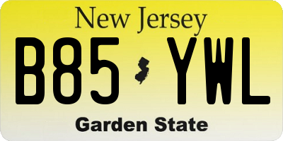 NJ license plate B85YWL
