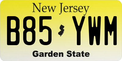 NJ license plate B85YWM