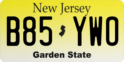 NJ license plate B85YWO