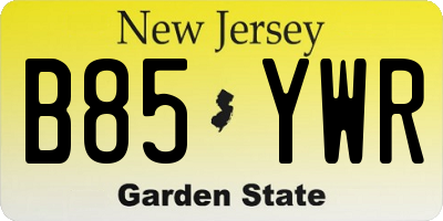 NJ license plate B85YWR