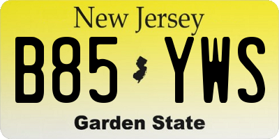 NJ license plate B85YWS