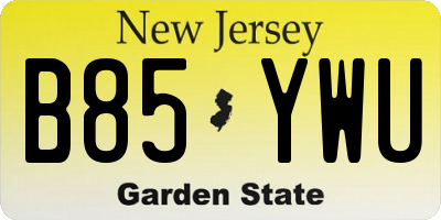 NJ license plate B85YWU