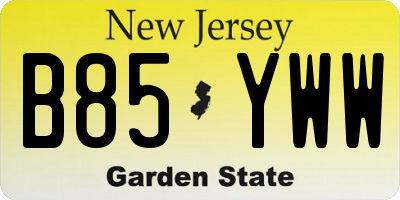 NJ license plate B85YWW