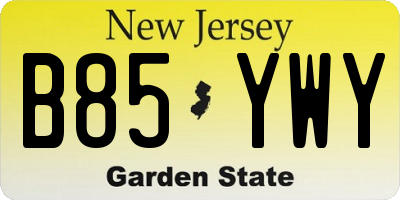 NJ license plate B85YWY