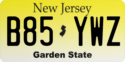 NJ license plate B85YWZ