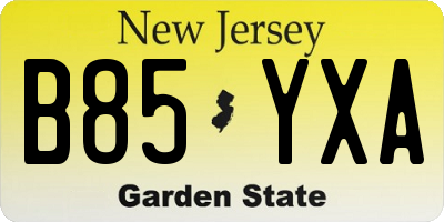 NJ license plate B85YXA