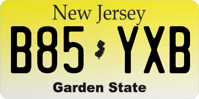 NJ license plate B85YXB